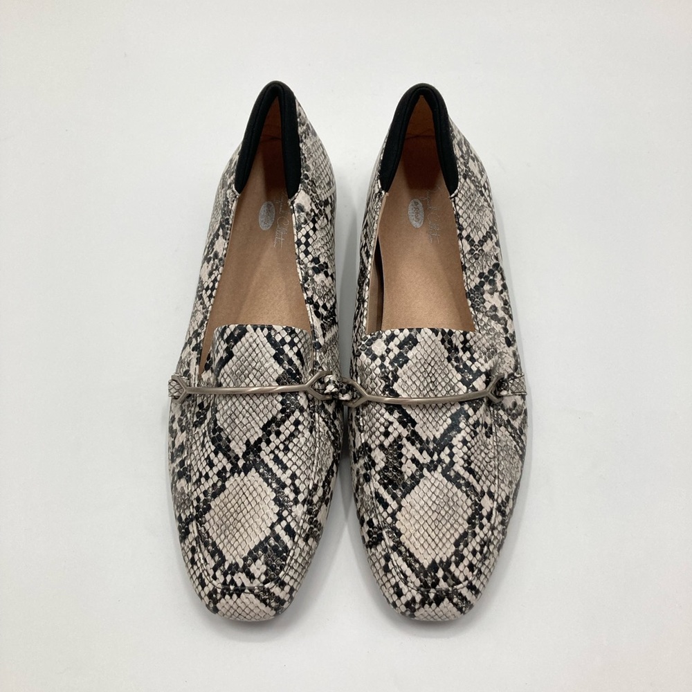 Dr. Scholl's Black and White Snake Print Loafers - Picture 2 of 11